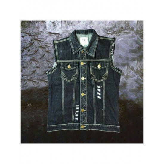 Street Ripped Pattern Sleeveless Denim Jackets