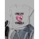 Round Neck Skull Graphic T Shirts For Women