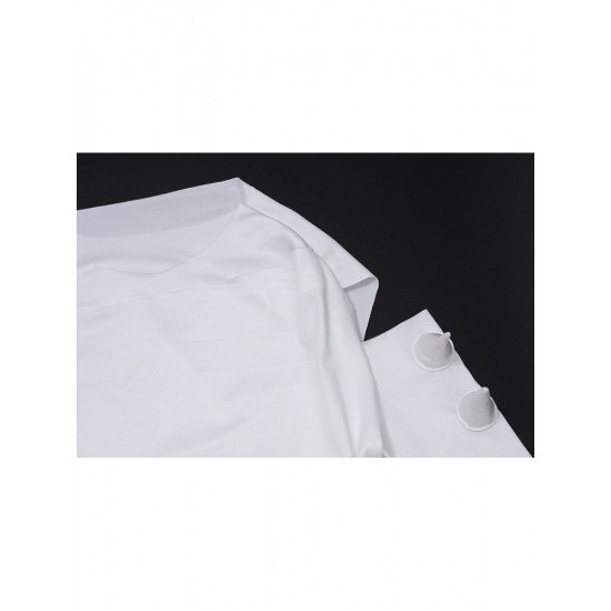 Designer Cold Sleeve White Cropped Tops For Ladies