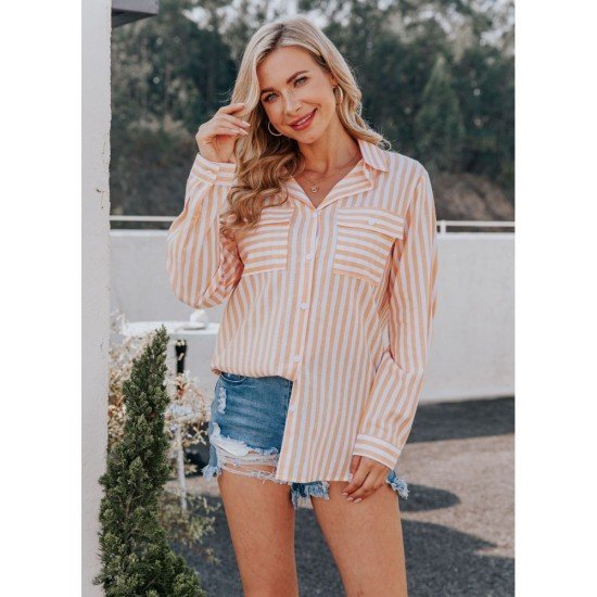  2022 Casual Loose Striped Long Sleeve Shirt