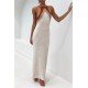  Summer Backless Sleeveless Contrast Color Knitted Dress