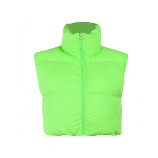  Fashion Women's Pure Color Zipper Mini Vest