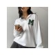  College Style Letter Embroidery Casual Women's Sweater