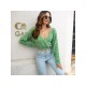  2022 Pure Color V-Neck Women's Navel Sweater