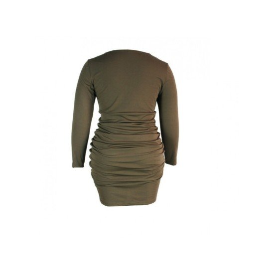 Ruched Long Sleeve Plus Size Short Dresses