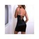 Backless Tie Wrap Patchwork Black Short Dress