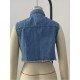 Faux-Pearls Rhinestone Sleeveless Denim Jackets For Women