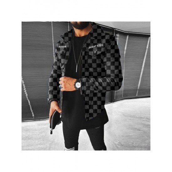 Street Grid Black Men Jacket Coats