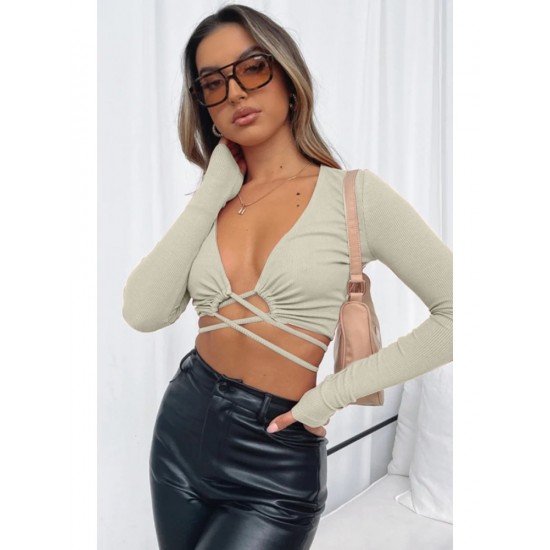 Sexy Tie Wrap Cropped Tops For Ladies