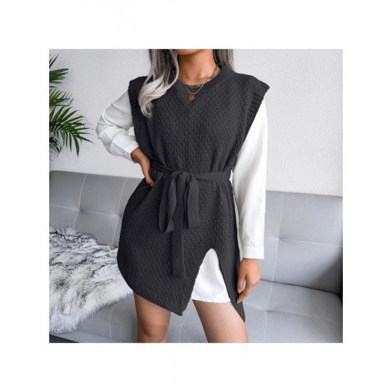 Black Sleeveless Sweater Dresses For Women