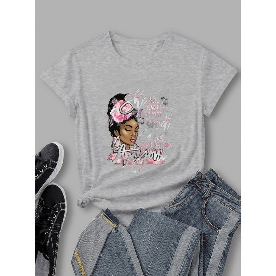 Women Graphic Crew Neck Black T Shirts