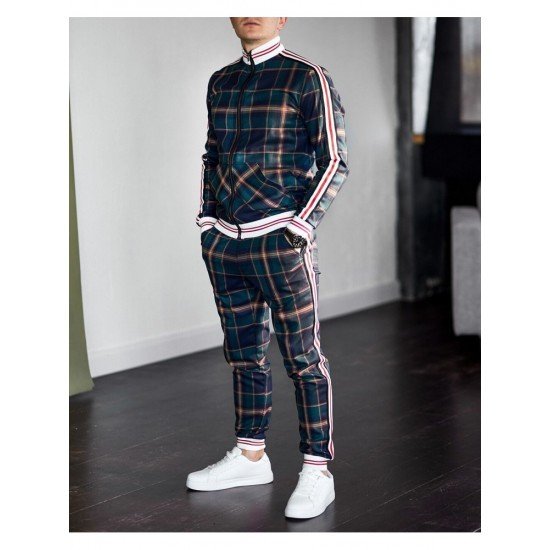 Casual Fashion Plaid Men's Two-Piece Set