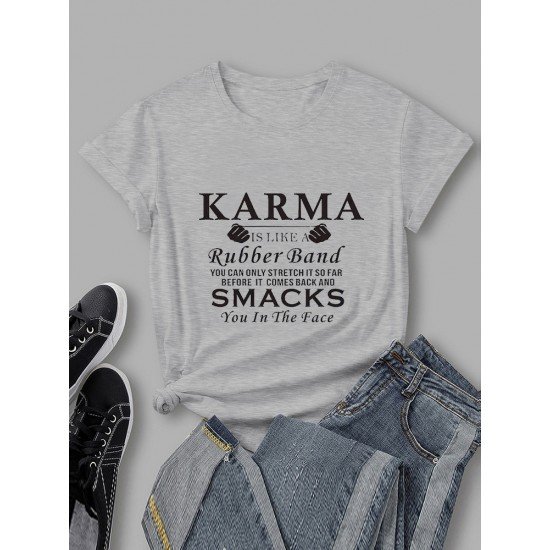 Easy Matching Simple Letter Printed T Shirts For Women