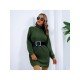 Turtle Neck Pullover Solid Long Sleeve Sweater Dress