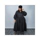 Casual Ruffle Black Plus Size Shirt Dress