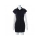 Summer Black Button Up Short Sleeve Dress