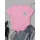 Smile Face Printed Crew Neck T Shirts For Women