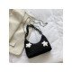 Cute Flower Ruched Black Shoulder Bags