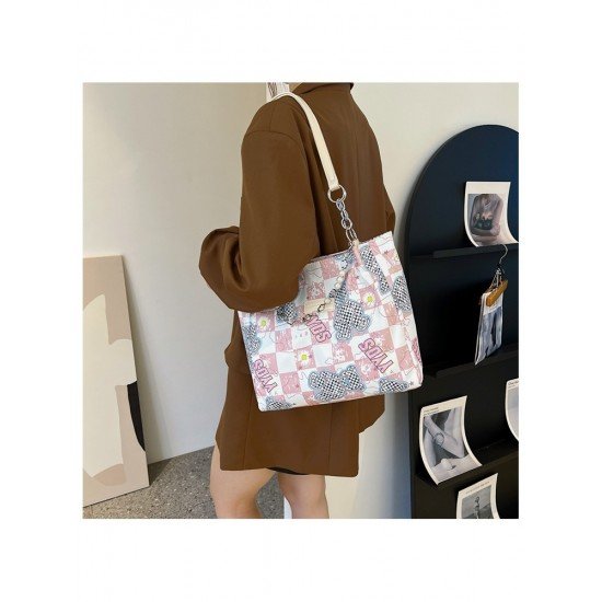 Fashionable Grid Bear Printed Tote Bags