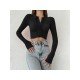  2022 Pure Color Long Sleeve Crop Top