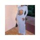 Patchwork White Ruched Long Sleeve Maxi Dress