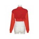  Autumn Letter Contrast Color Women's Crop Jacket