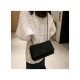 Fashion Black Canvas Rhombus Lattice Shoulder Bags