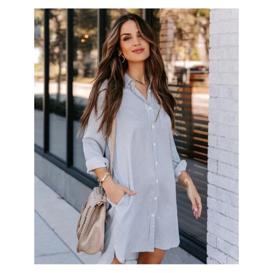  2022 Striped Casual Long Sleeve Dress For Women