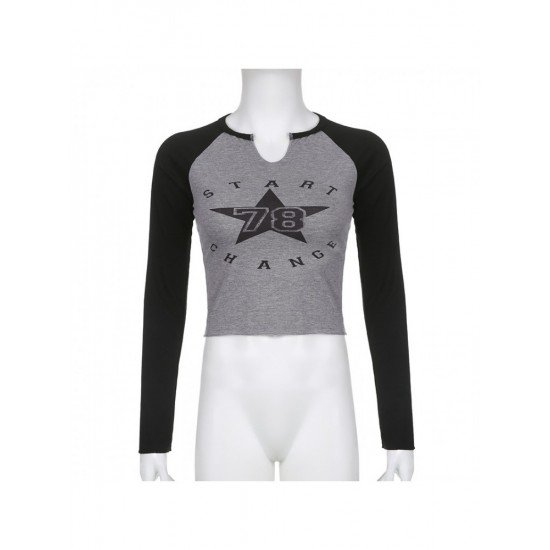 Casual Printed Raglan Sleeve Ladies Tops