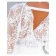  V-Neck Lace Pure Color Women's Top