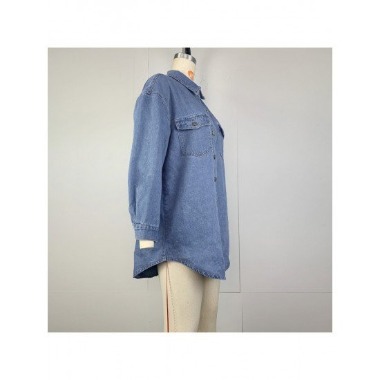 Women's Pure Color Long Sleeve Denim Jackets