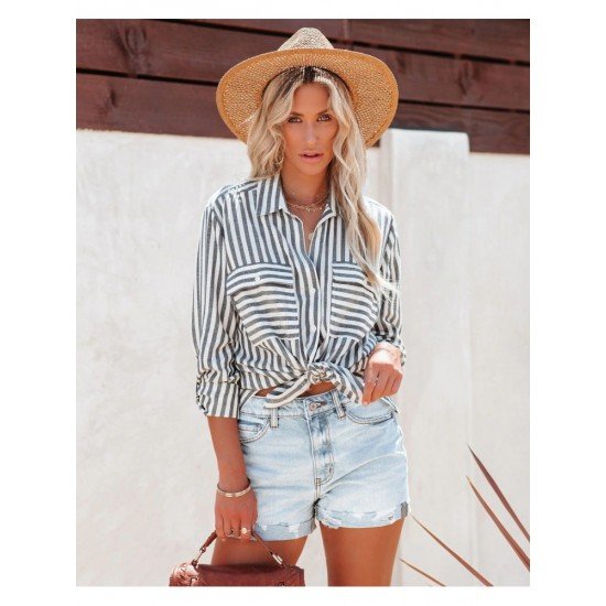  2022 Casual Loose Striped Long Sleeve Shirt