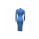  Slim V Neck Pure Color Split Women's Dress