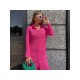  Casual Pure Color Turndown Neck Women's Dress