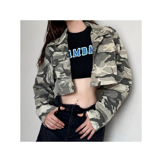 Fall Cool Street Camouflage Cropped Jacket Coats