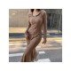 Casual Hooded Collar Solid Long Sleeve Midi Dresses