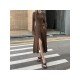 Patchwork Slit Long Sleeve Maxi Dresses For Women