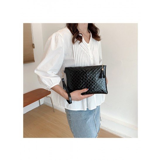 Casual Solid Rhombus Lattice Clutch Bag