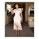 Backless Cut Out Tassel Short Sleeve Midi Dress