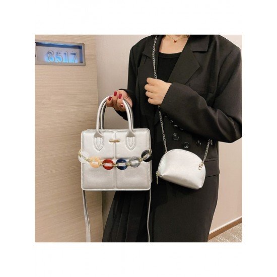  2022 PU Pure Color Chain Shoulder Bags