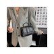  Stone Pattern Pure Color Black Chain Shoulder Bags