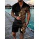 Fashion Zipper Contrast Color Printing Men's Short Suit