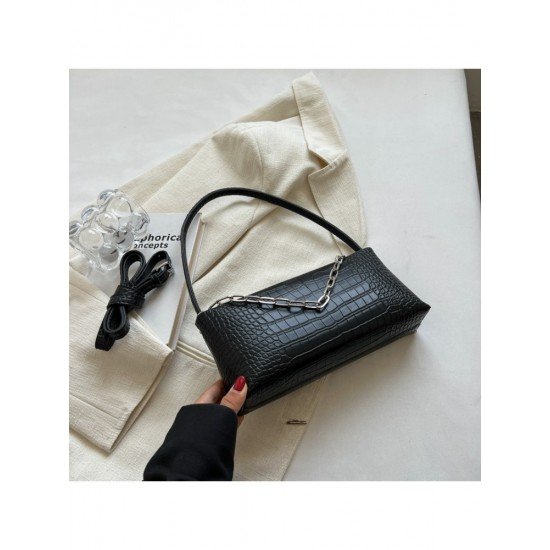 Ladies Alligator Print Black Shoulder Bags