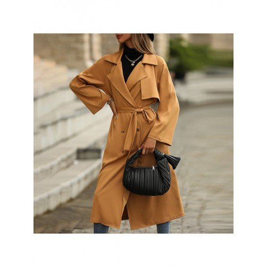 Street Solid Long Coats For Women