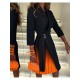  2022 Pleated Patchwork Women's Long Sleeve Dress