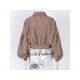  Lantern Sleeve Corduroy Pure Color Women Coats