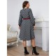  Fashion Plaid Long Sleeve Dress For Women