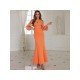 Ladies Puff Sleeve Backless Prom Maxi Dresses