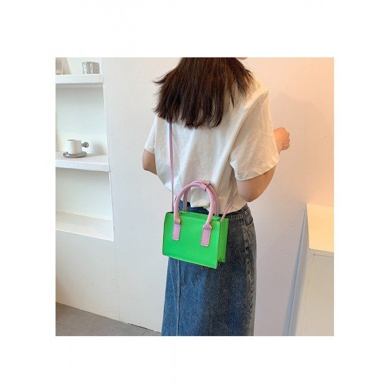  PU Contrast Color Shoulder Bag For Women