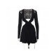 Backless Deep V Neck Black Mini Dress